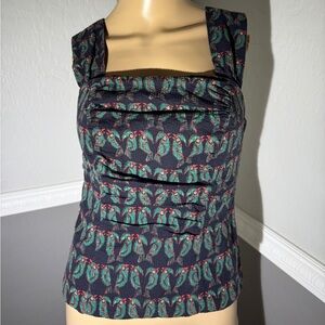 Maeve by Anthropologie Parrot Printed Ruched Tank